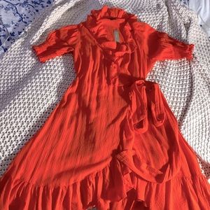 JCrew Cotton wrap dress with slip - burnt orange- Size XL